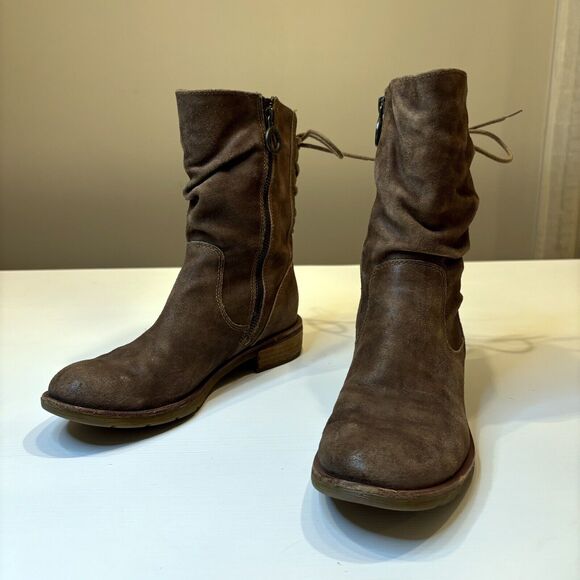 Sofft Women's Belmont Brown Leather Mid-Calf Slouch Side Zip Lace Up Booties 7 M - Picture 3 of 11